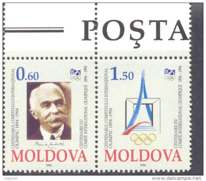 1994. Moldova, Centenary Of International Olympic Commitee, 2v, Mint/** - Moldavia