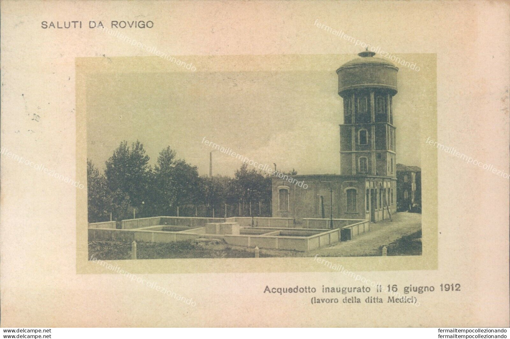 T375  Cartolina Saluti Da Rovigo Acquedotto Inaugurato Nel 1912 - Rovigo