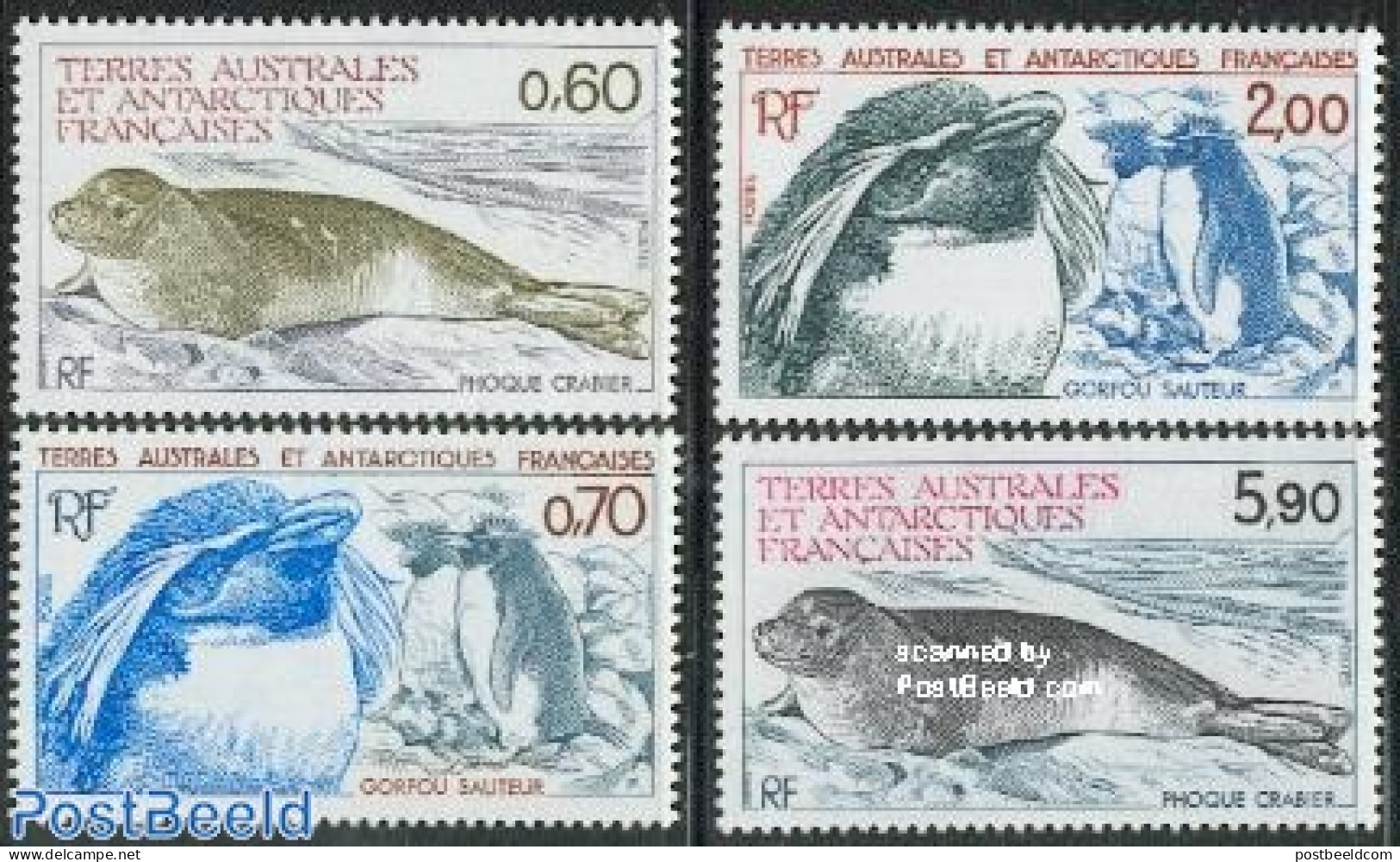 French Antarctic Territory 1984 Animals 4v, Mint NH, Nature - Animals (others & Mixed) - Birds - Sea Mammals - Nuevos