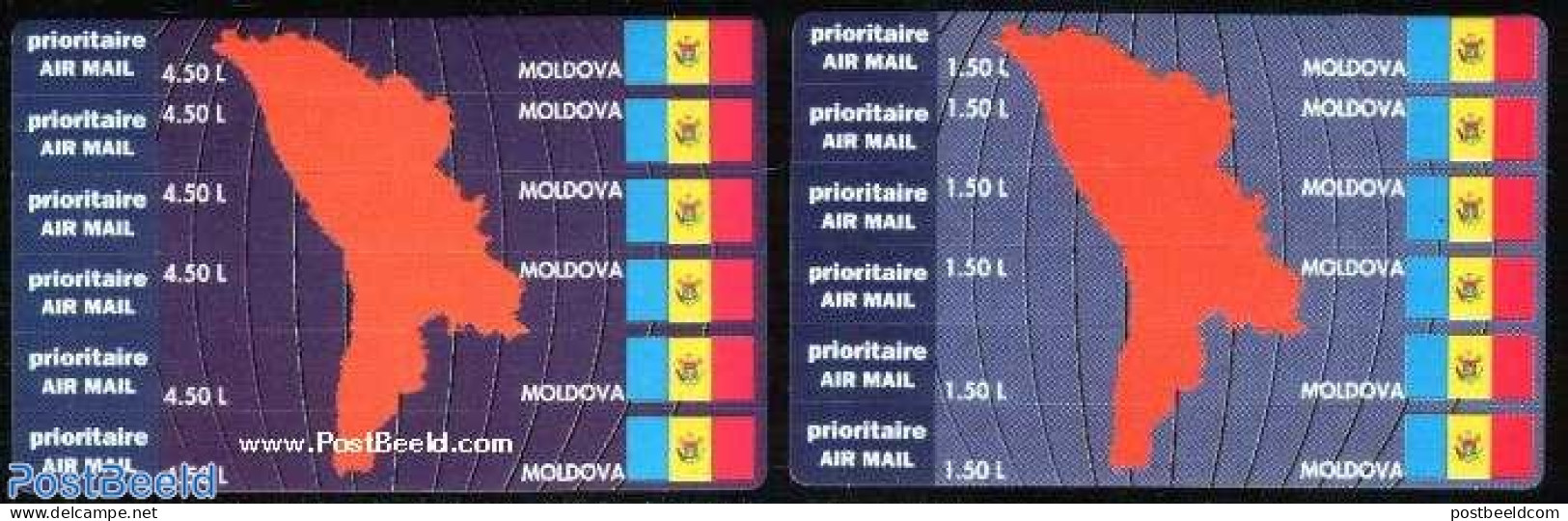 Moldova 1994 Stamp Cards 2x6v, Mint NH, History - Various - Flags - Maps - Geography