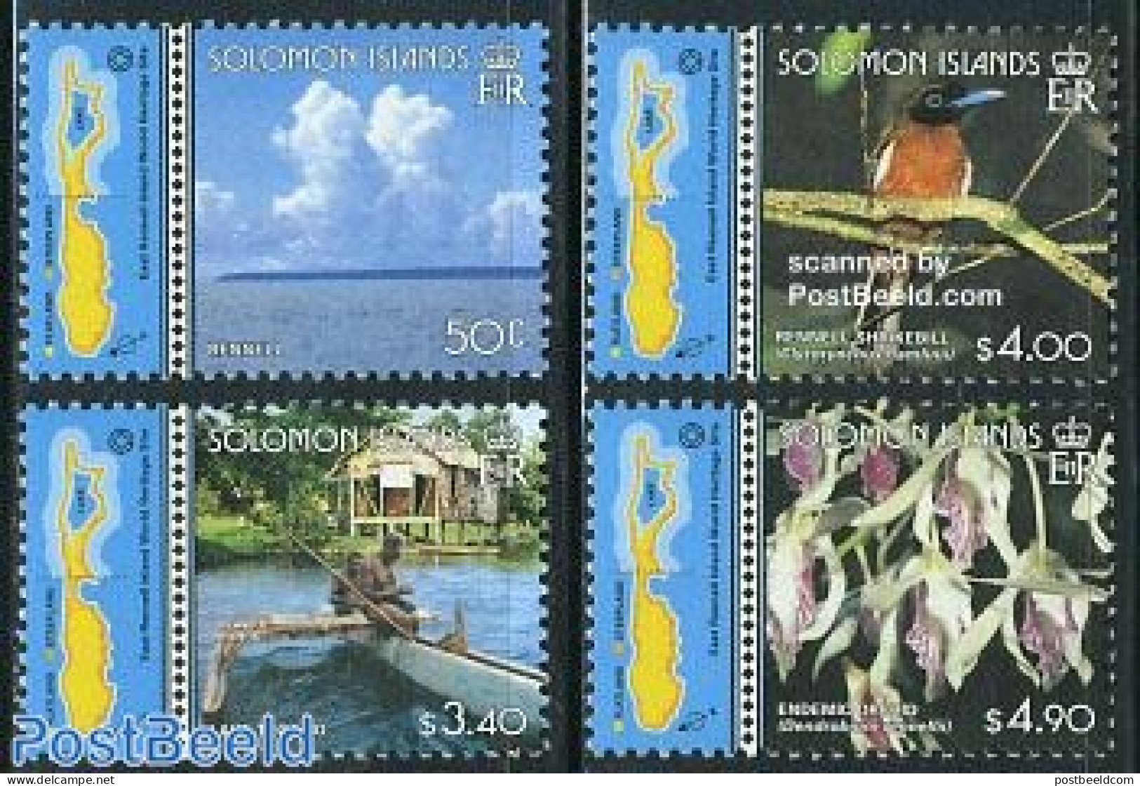 Solomon Islands 2000 East Rennel Islands 4v, Mint NH, Nature - Sport - Transport - Various - Birds - Flowers & Plants .. - Rowing