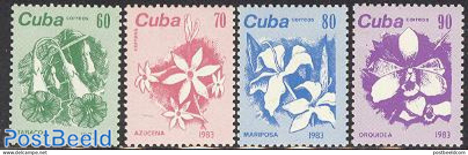 Cuba 1983 Flowers 4v, Mint NH, Nature - Flowers & Plants - Orchids - Neufs