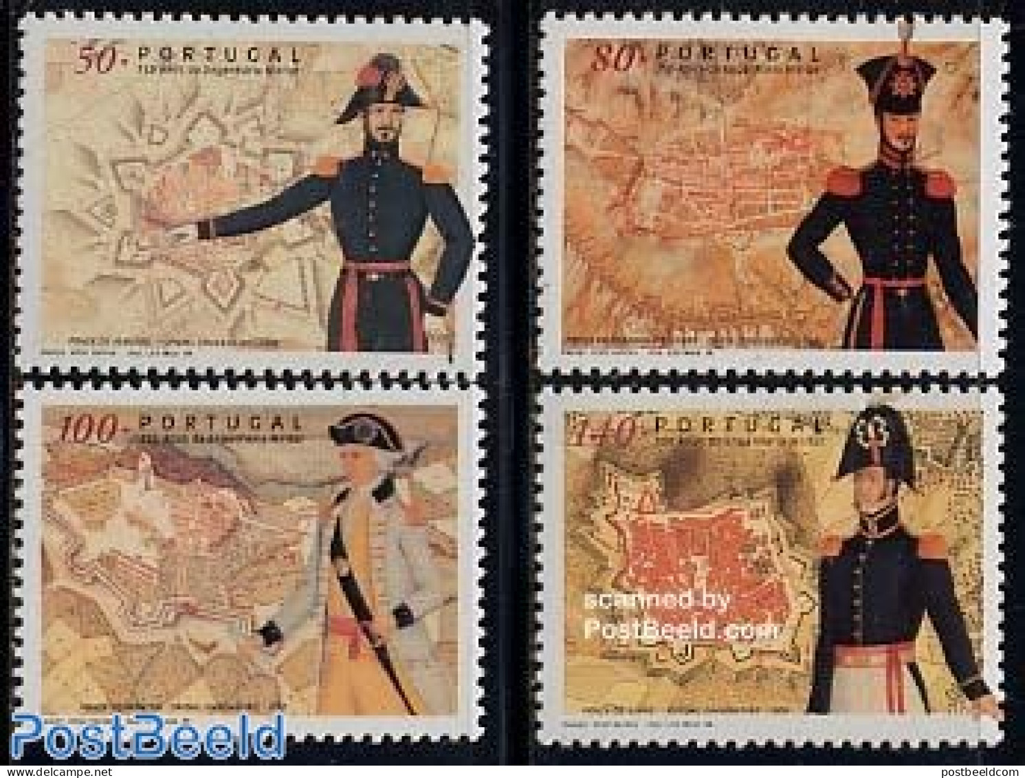 Portugal 1998 Pioneers 4v, Mint NH, Various - Maps - Uniforms - Art - Castles & Fortifications - Unused Stamps