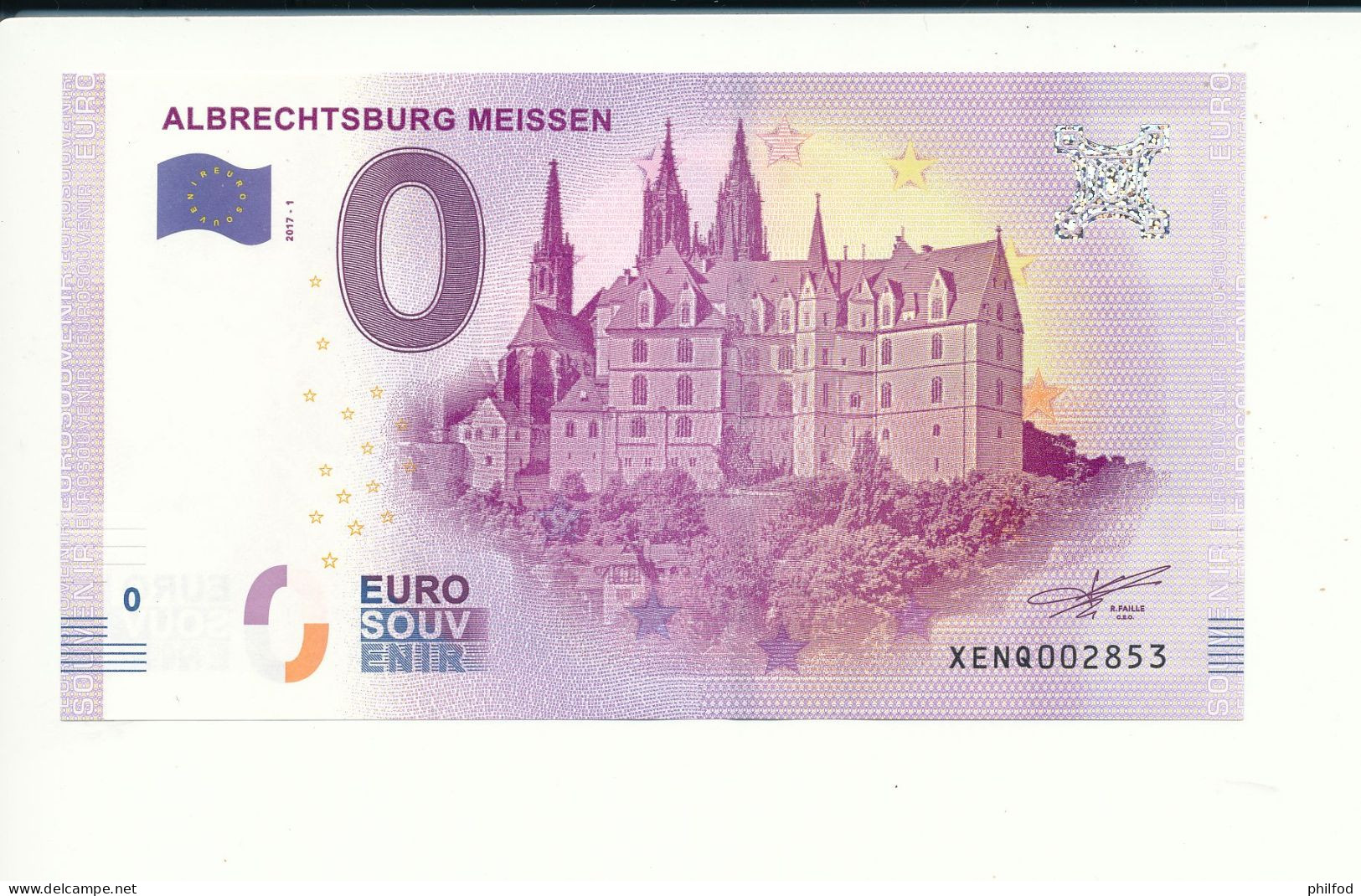 Billet Souvenir - 0 Euro - XENQ - 2017-1 - ALBRECHTSBURG MEISSEN - N° 2853 - Kiloware - Banknoten