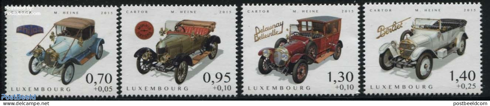 Luxemburg 2015 Antique Automobiles 4v, Mint NH, Transport - Automobiles - Ungebraucht