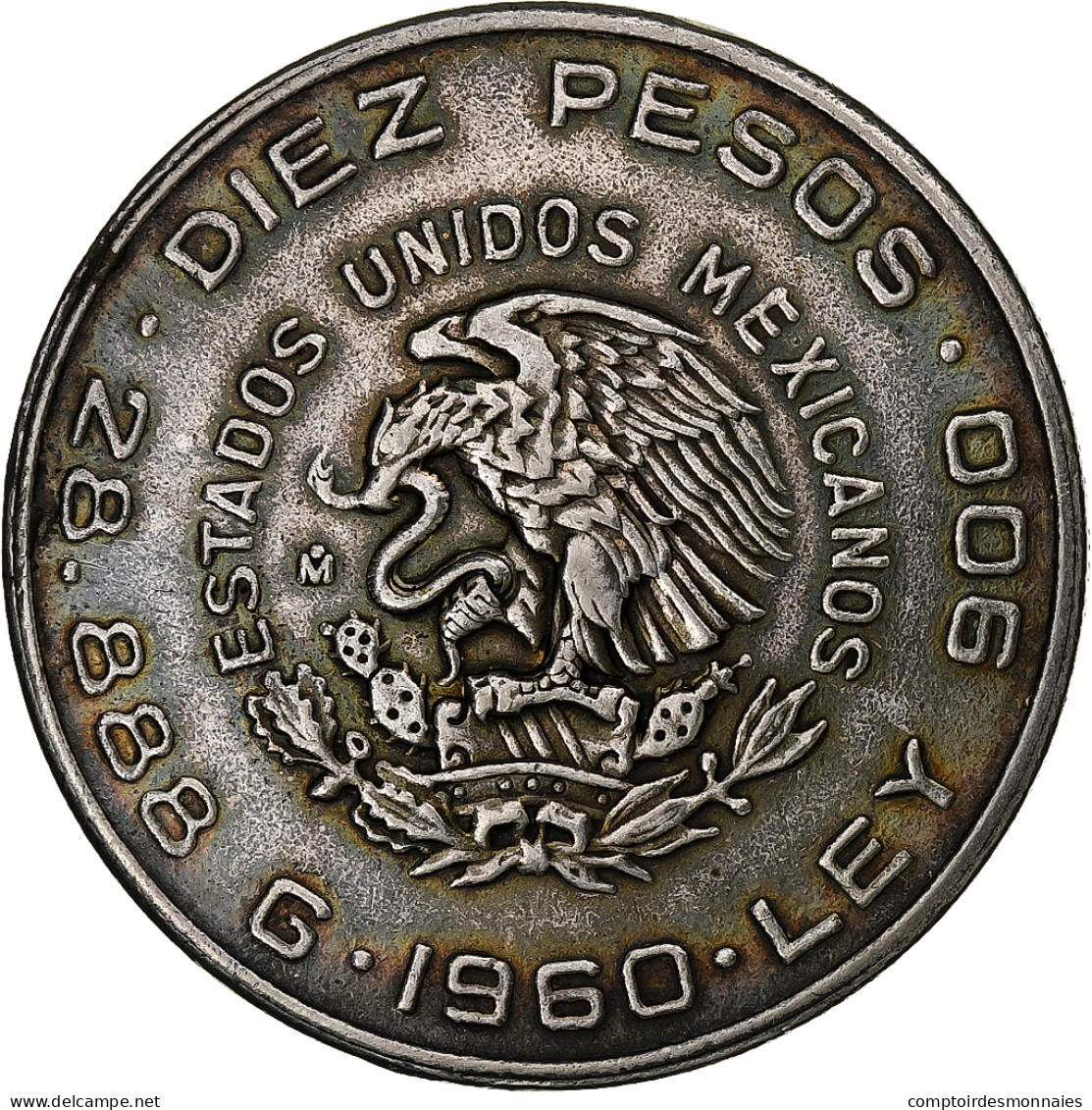 Mexique, 10 Pesos, 1960, Mexico City, Argent, TTB, KM:476 - Mexico