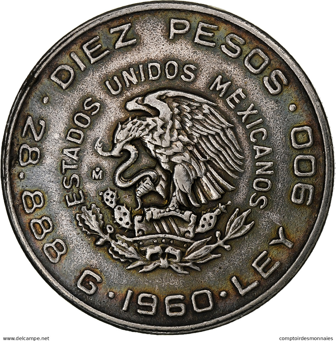 Mexique, 10 Pesos, 1960, Mexico City, Argent, TTB, KM:476 - Messico