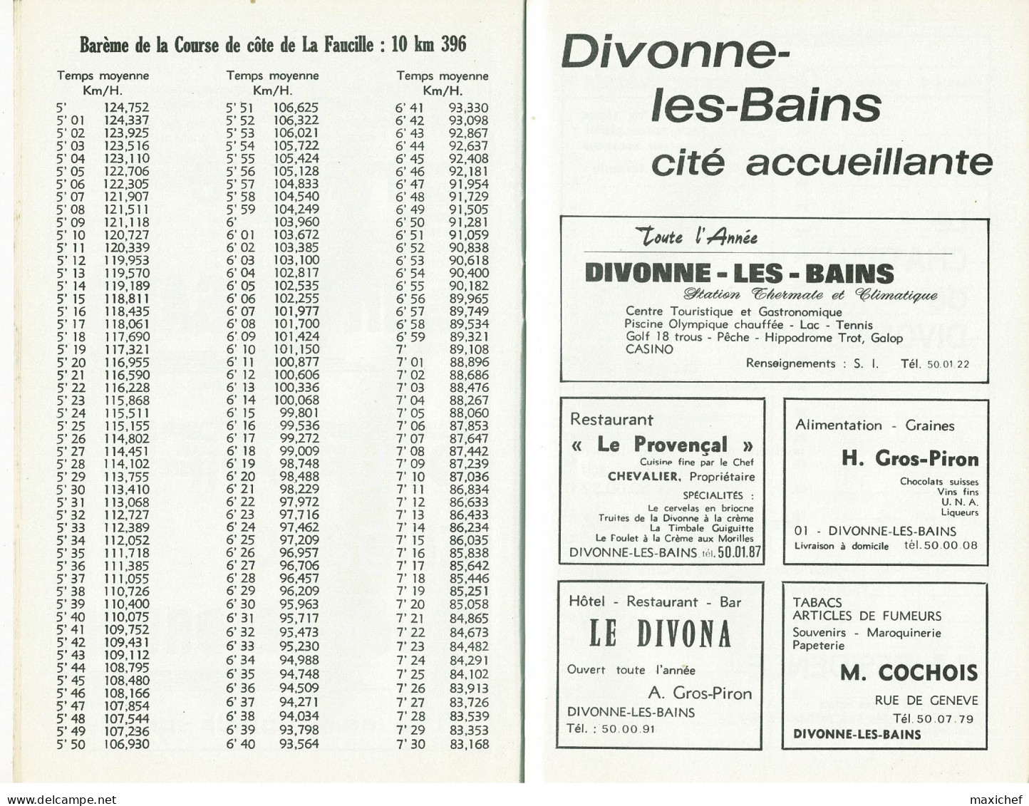 Course Internationale de Côte de La Faucille, 18 & 19 Septembre 1971 + Liste des Engagés - 14 X 22 cm