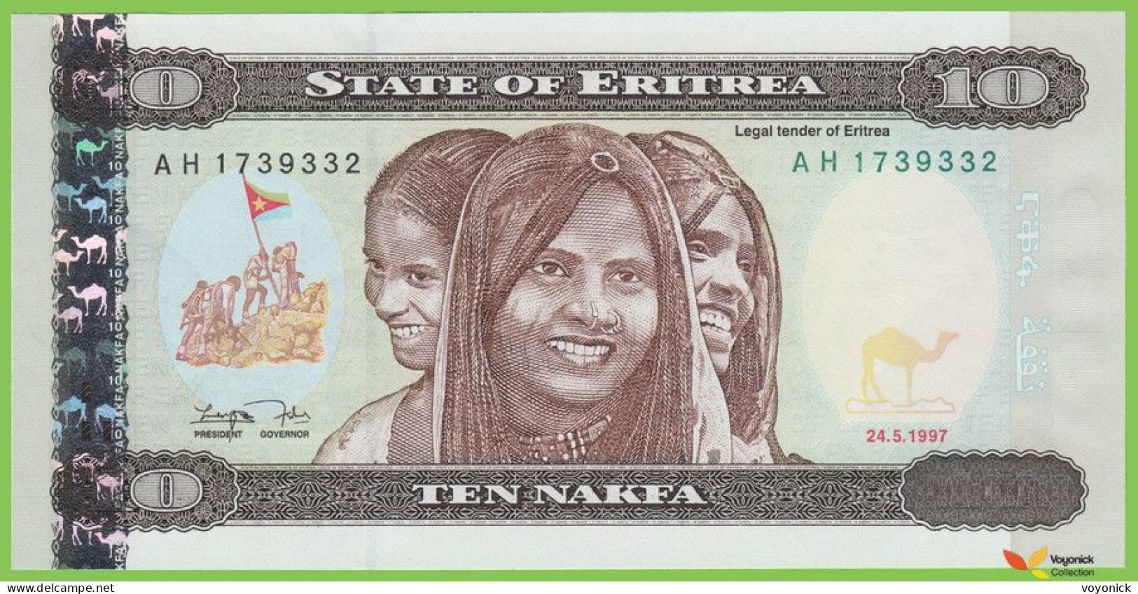 Voyo ERITREA 10 Nakfa 1997 P3 B103a AH UNC - Eritrea