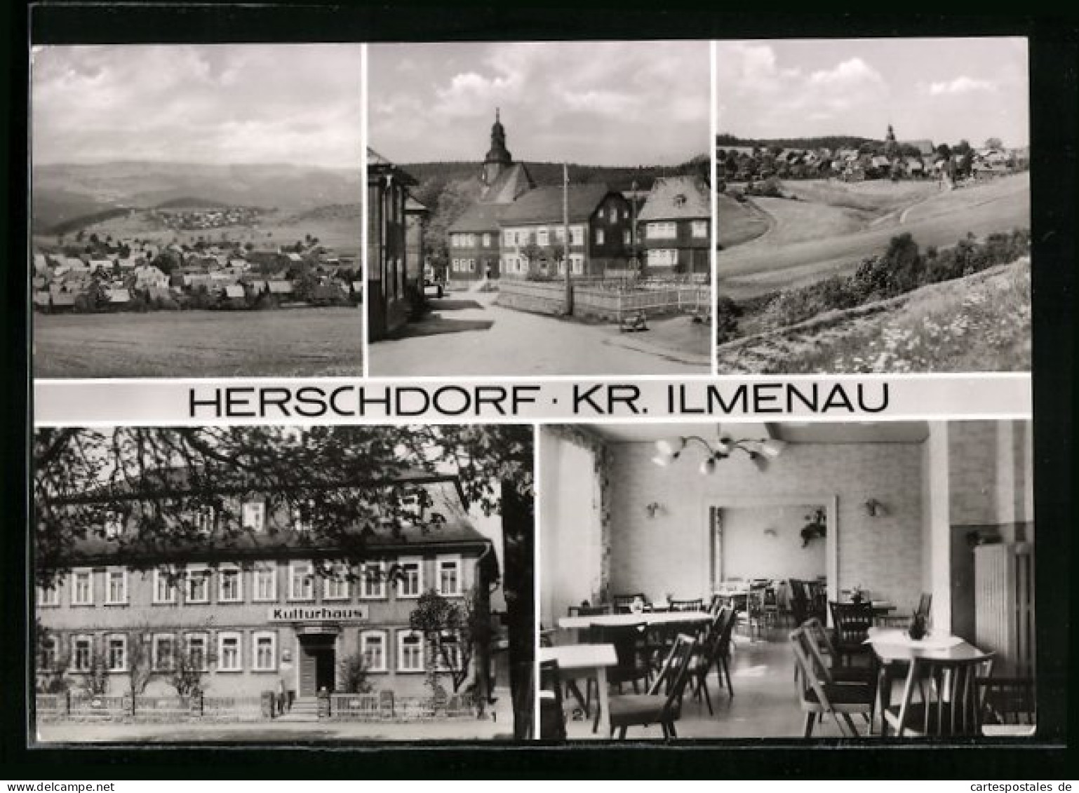 AK Herschdorf Bei Ilmenau, Gesamtansicht, Kulturhaus, Rathaus  - Ilmenau