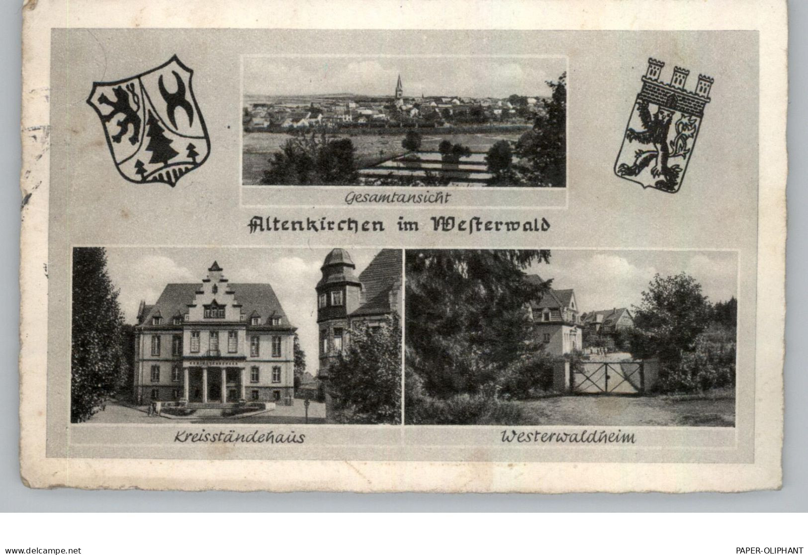 5230 ALTENKIRCHEN, Kreisständehaus, Westerwaldheim, Gesamtansicht, Stadtwappen..., 50er Jahre - Altenkirchen