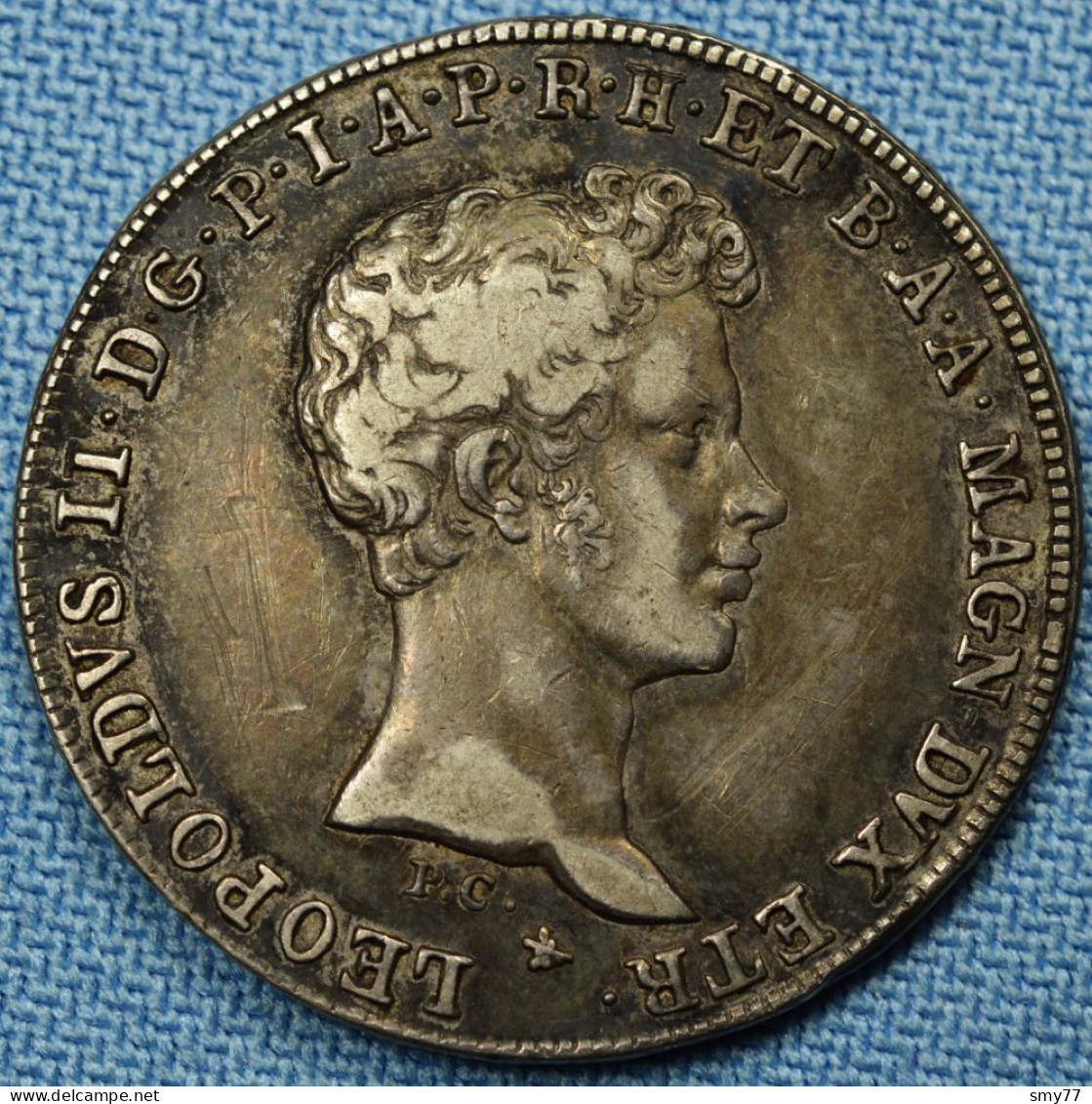 Toscana / Tuscany • 5 Paoli 1827 ► RR ◄  Leopoldo II • VF • Silver 917‰ - Magnificent Patina • Italy / Italie • [24-420] - Monete Feudali