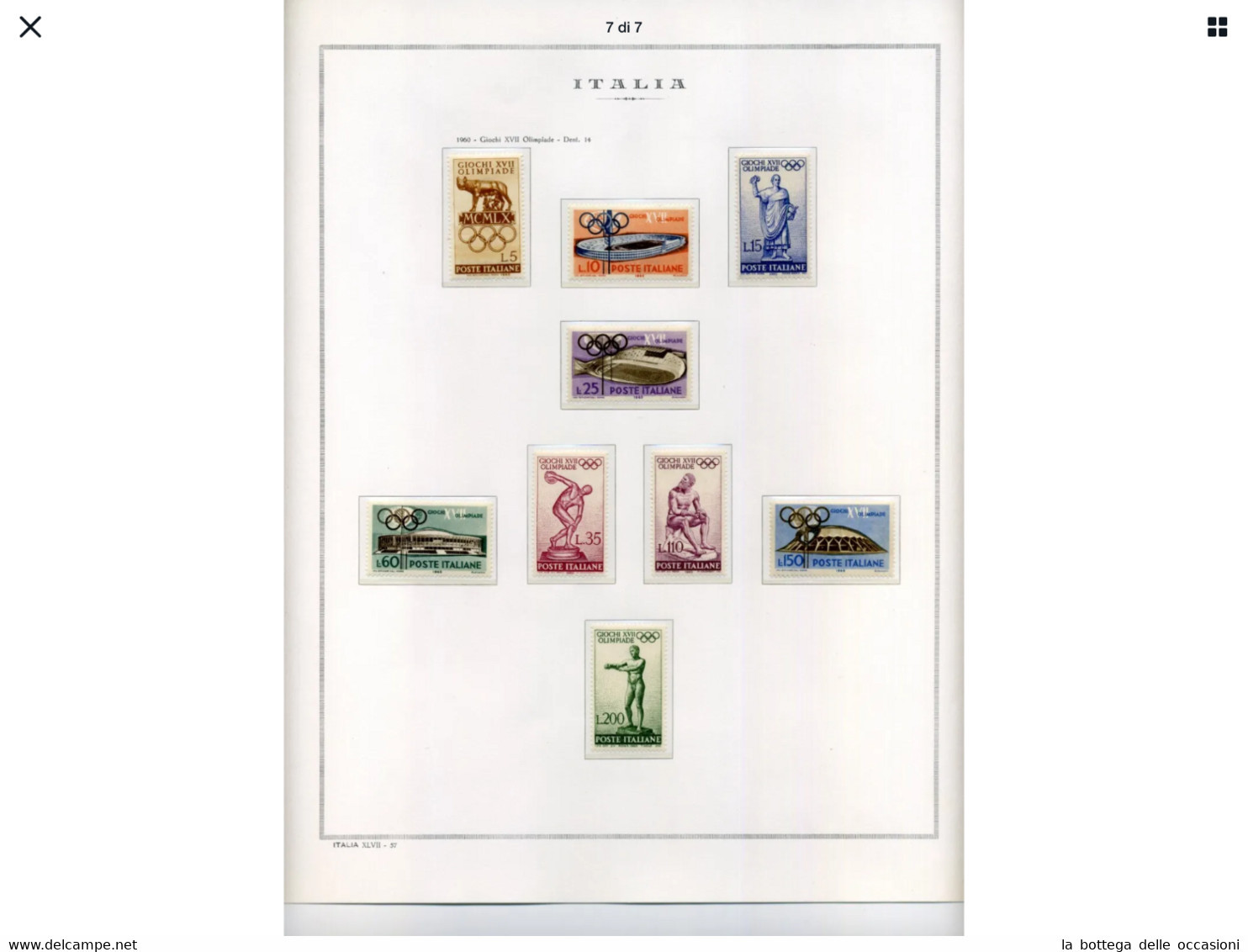 Italia  repubblica  1958 1960  Annata complete su fogli marini King  MNH  Nuova perfetta