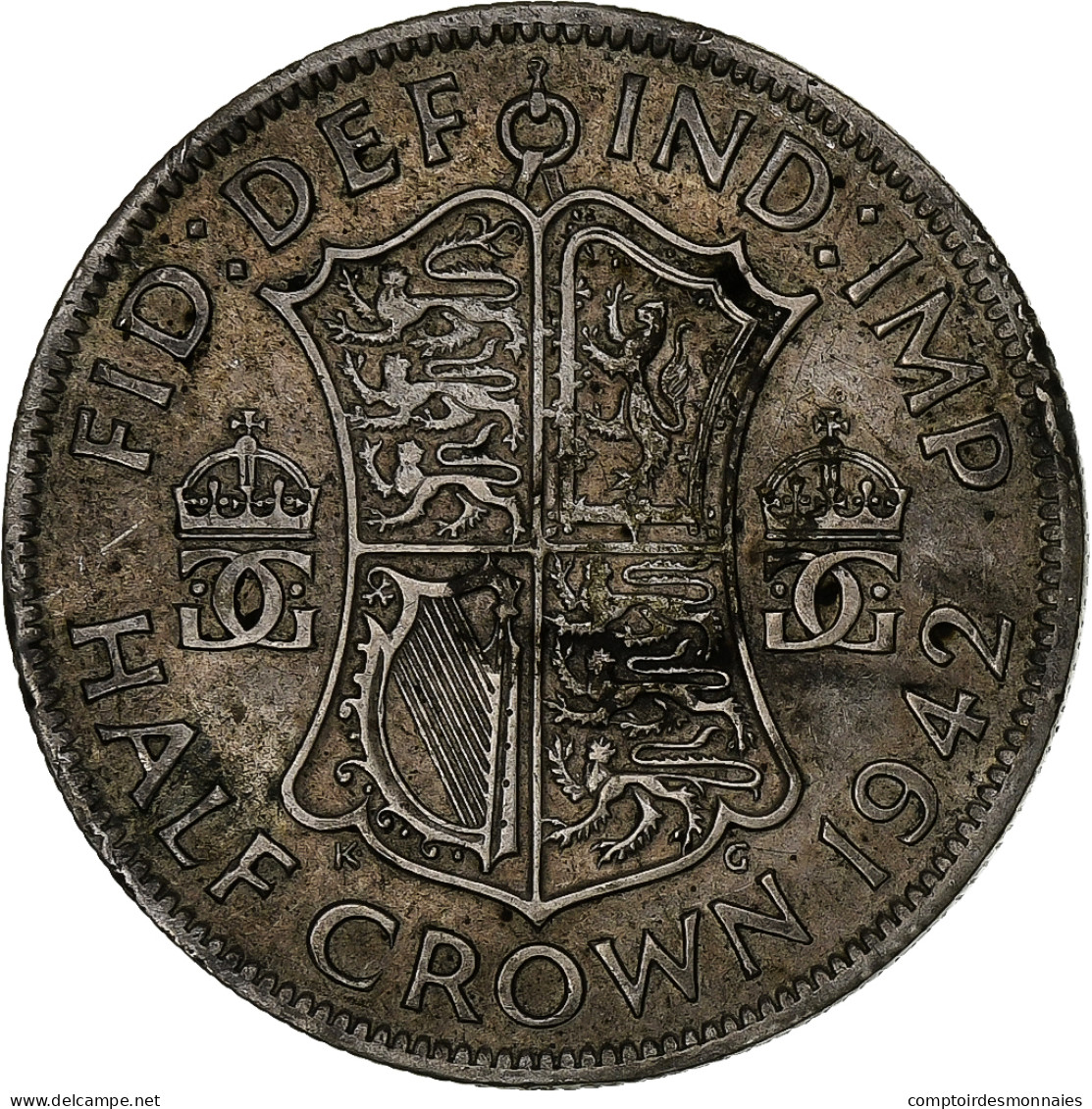 Grande-Bretagne, George VI, 1/2 Crown, 1942, Argent, TTB, KM:856 - K. 1/2 Crown