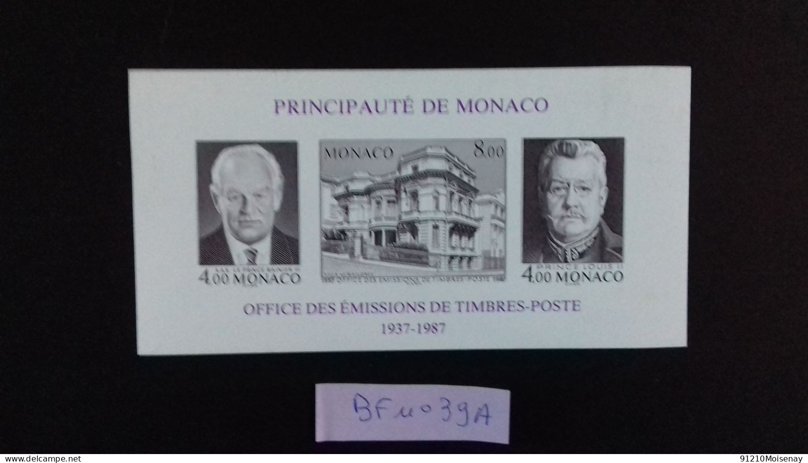 MONACO  BLOC FEUILLET  N°39A  NON DENTELE - Blocs