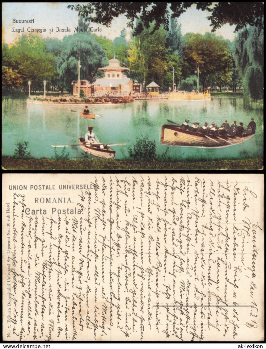 Postcard Bukarest Bucureşti Lagul Cismegin Si Jnsula Monte Carlo 1915 - Roumanie