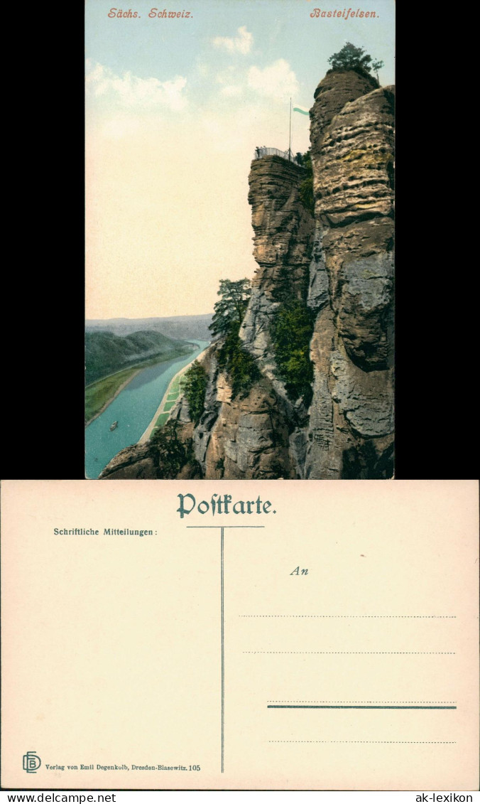 Ansichtskarte Rathen Basteifelsen (Sächsische Schweiz) Blick Zur Elbe 1910 - Rathen