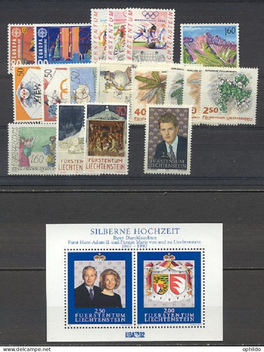 Liechtenstein  Année Complète 1992  * *  TB   - Años Completos