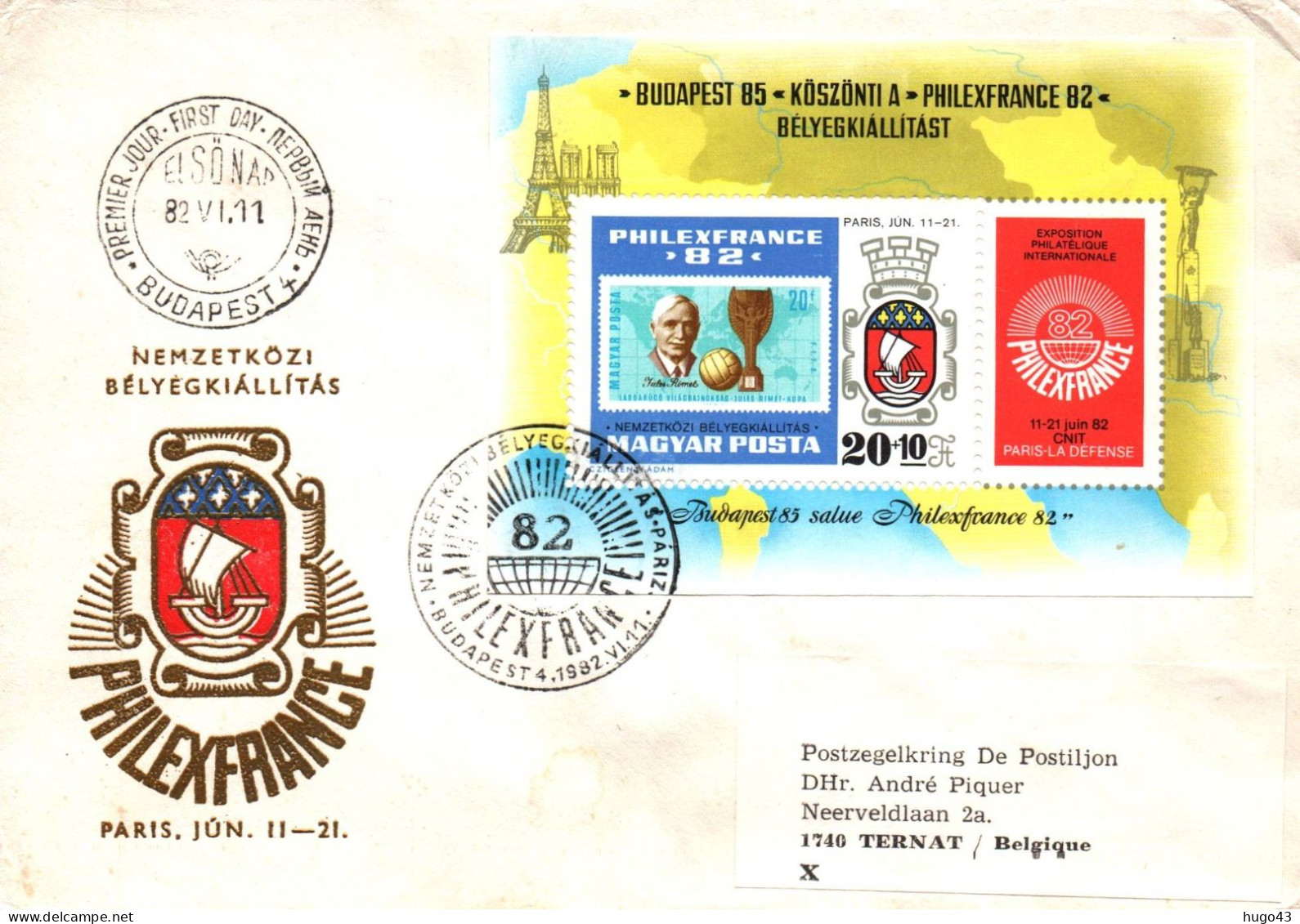 (RECTO / VERSO) ENVELOPPE 1er JOUR  - 1982 - PHILEXFRANCE 1982 - PARIS - BLOC - FDC