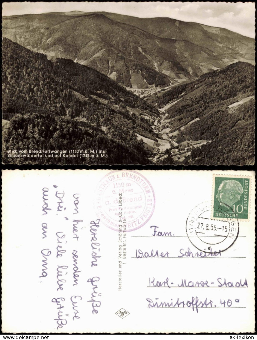 Furtwangen Schwarzwald Blick Vom Brend Ins Simonswäldertal Und Auf Kandel 1956 - Furtwangen