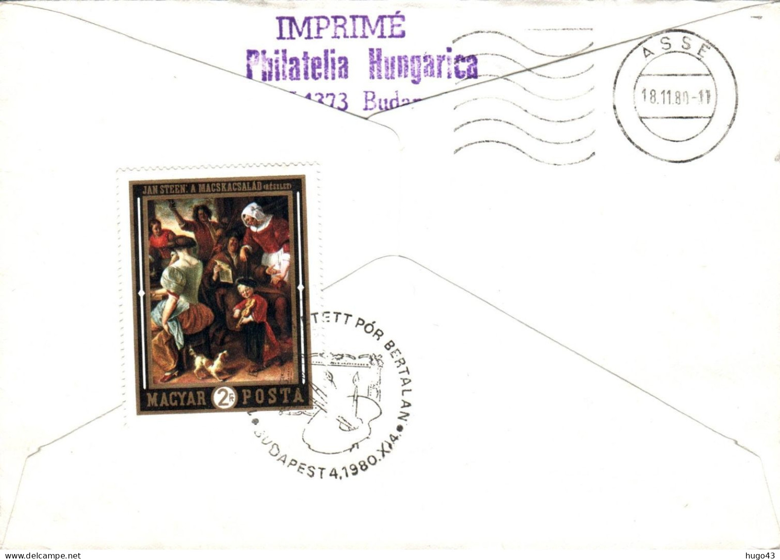 (RECTO / VERSO) ENVELOPPE 1er JOUR  - 1980 - POR BERTALAN FESTOMU - PEINTRE AVEC PALETTE - TIBEZ - FDC