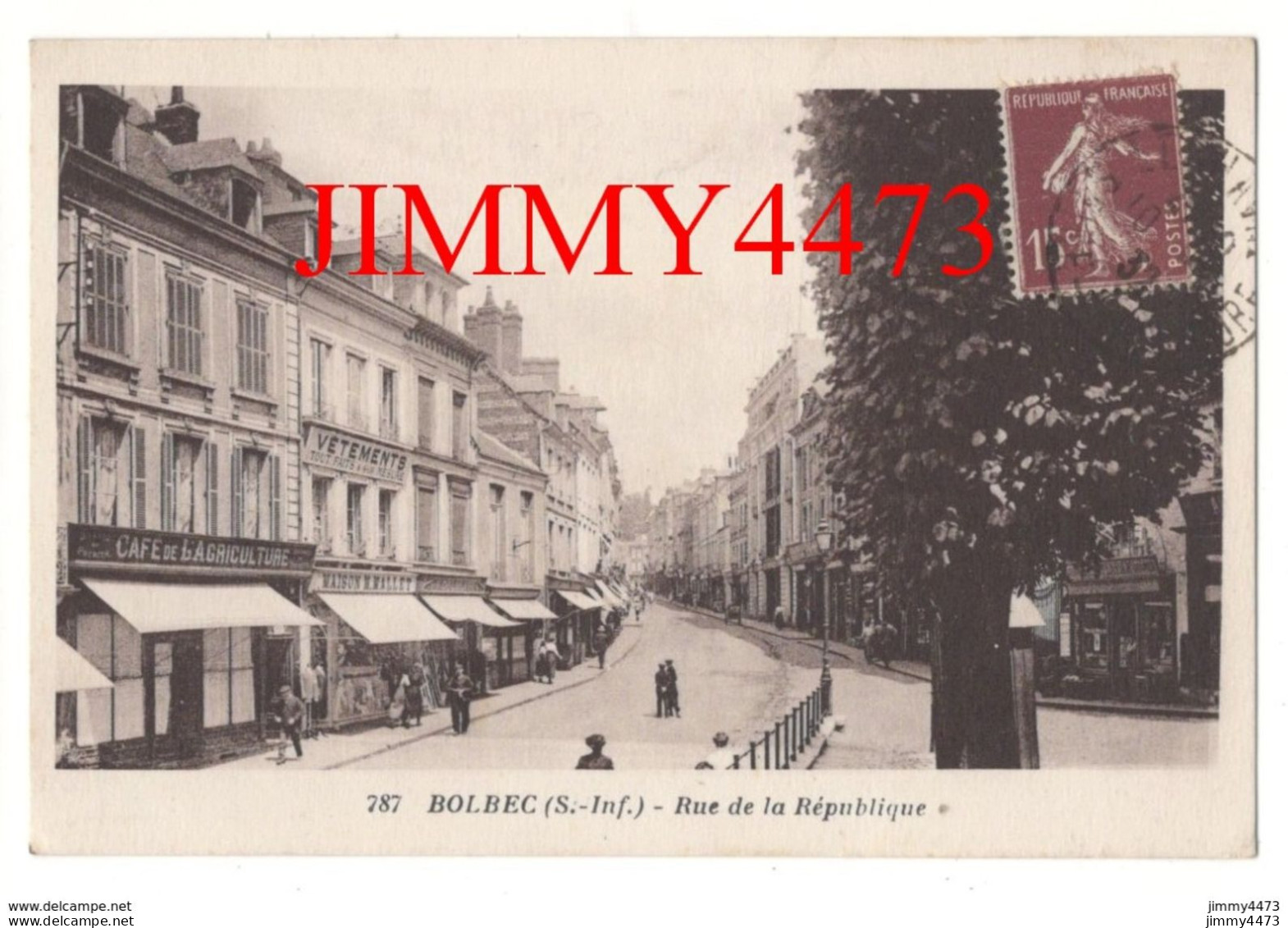 CPA - BOLBEC En 1937 (S.-Inf.) Rue De La République ( Bien Animée ) N° 787 - Edit. E. Mellet Harfleur - Bolbec