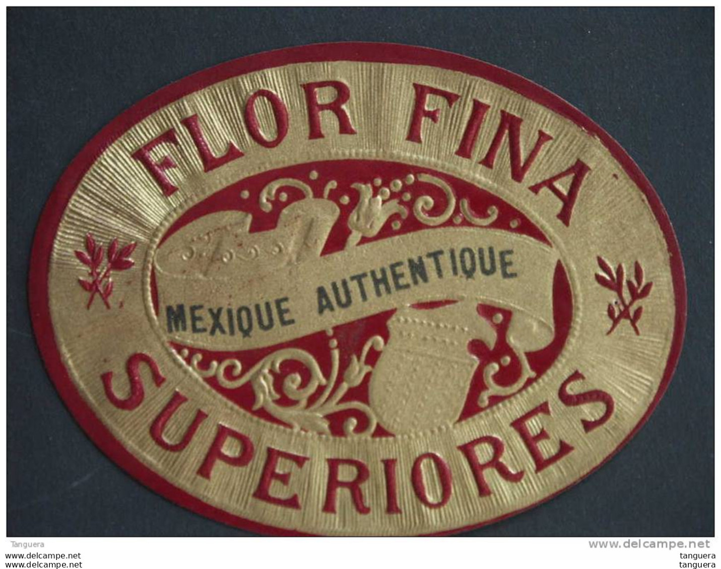 Etiquette De Boîte à Cigares Sigarenkist Etiket Sigaren Kist Mexique Autentique Flor Fina Superieur 10 X 12,5 Cm - Labels