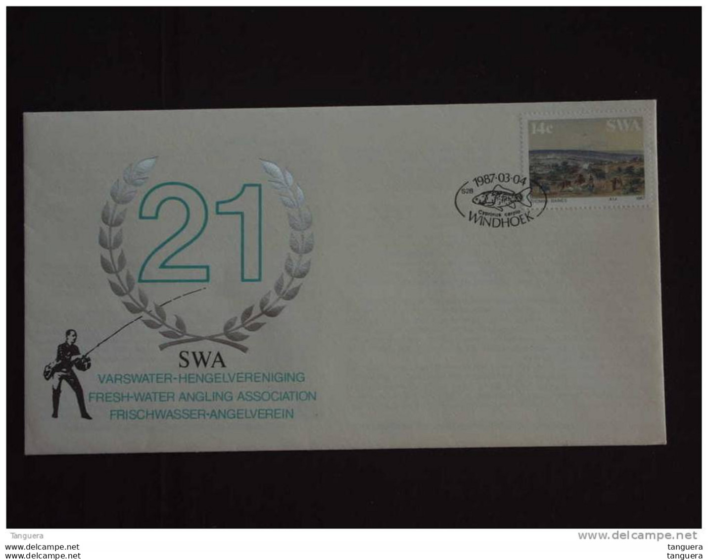 SWA Sud-Ouest Africain South West Africa 1987 Associaton De Pêche Poissons Hengelvereniging Vissen Omslag Enveloppe - Autres - Afrique