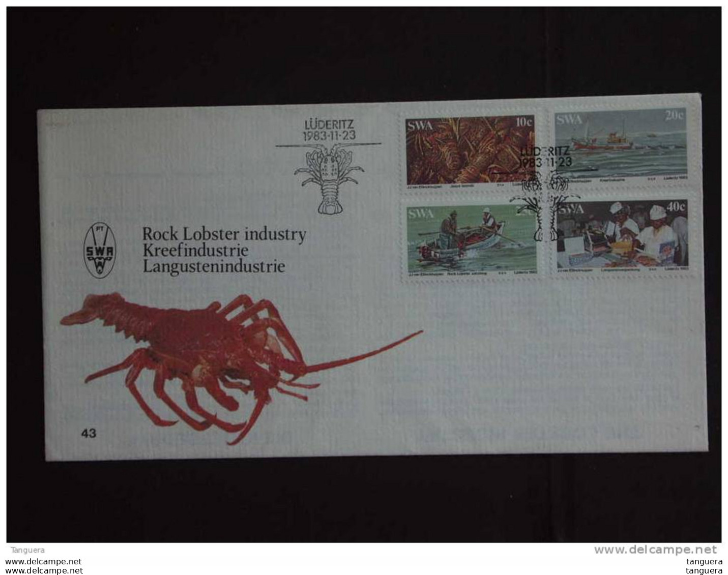 SWA Sud-Ouest Africain South West Africa 1983 FDC Industrie Du Langouste Kreeftindustrie Pêche Bataux Schepen Yv 502-505 - Crustaceans