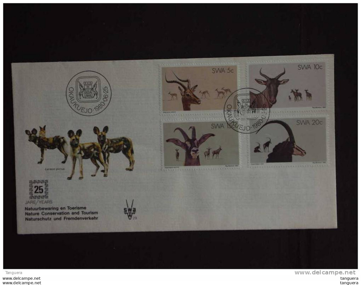 SWA Sud-Ouest Africain South West Africa 1980 FDC Animaux Sauvage Dieren Antilope Lycaon Pictus  Yv 429-432 - Afrique Du Sud-Ouest (1923-1990)