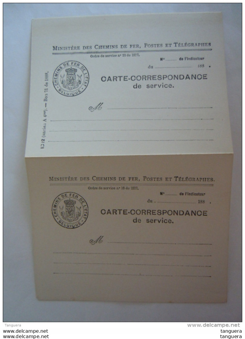 Belgique Carte Correspondance De Service Carte Reponse Ministère Des Chemins De Fer De L'état - Storia Postale