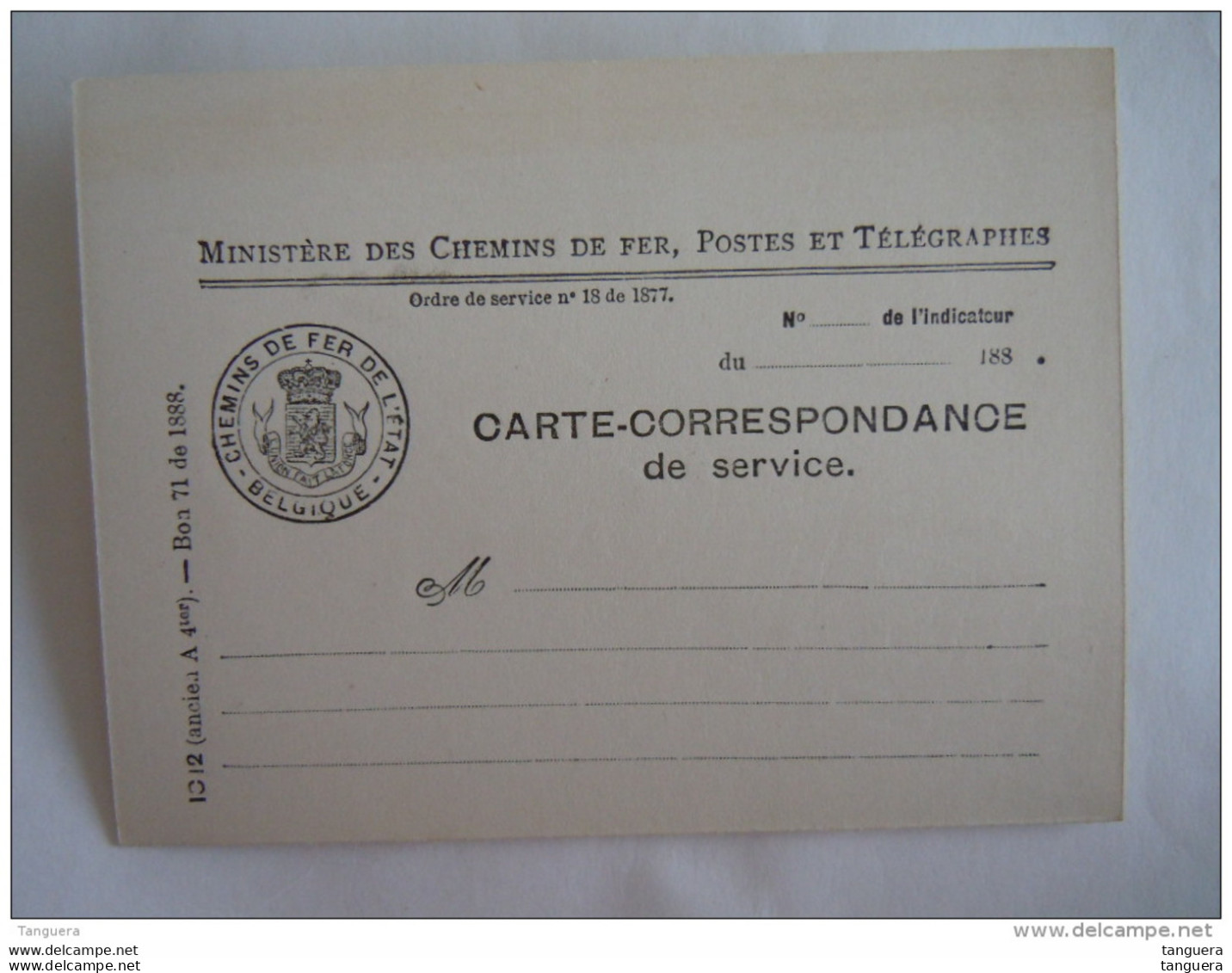 Belgique Carte Correspondance De Service Carte Reponse Ministère Des Chemins De Fer De L'état - Storia Postale