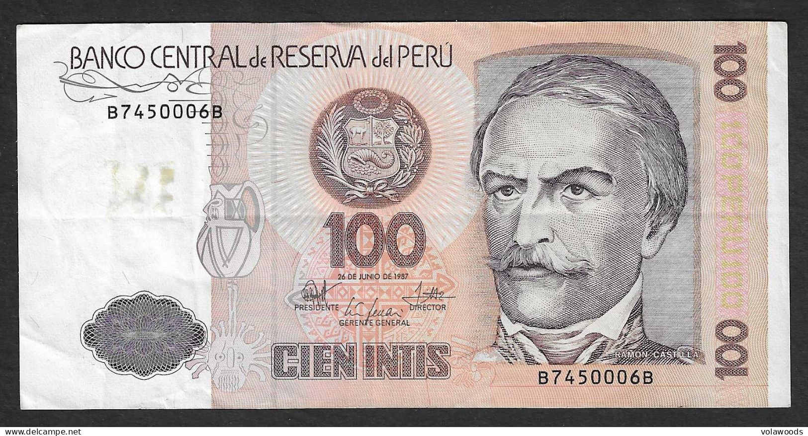 Perù - Banconota Circolata Da 100 Intis P-133a - 1987 #19 - Peru