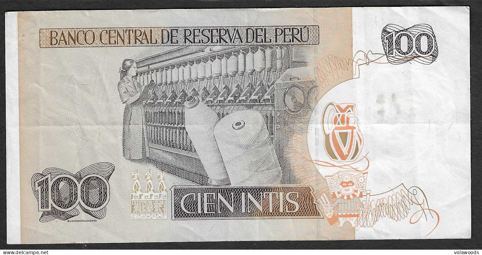 Perù - Banconota Circolata Da 100 Intis P-133a - 1987 #19 - Peru