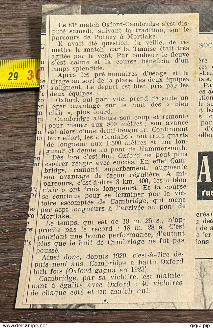 1921 GHI AVIRON OXFORD-CAMBRIDGE Parcours De Putney à Mortlake. - Collections