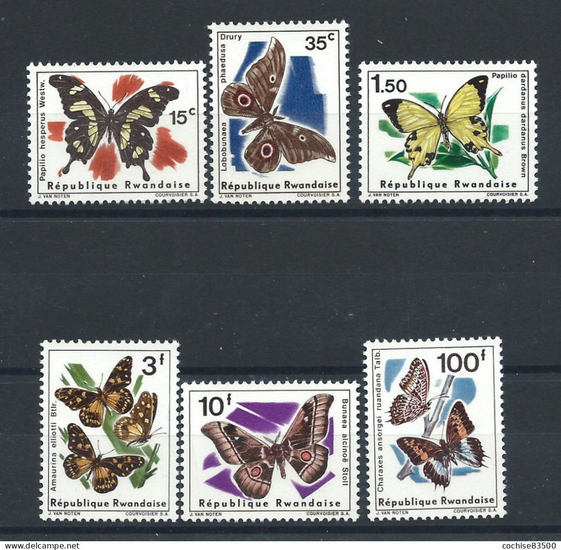 Rwanda N°138/43** (MNH) 1966 - Insectes "Papillons" - Unused Stamps