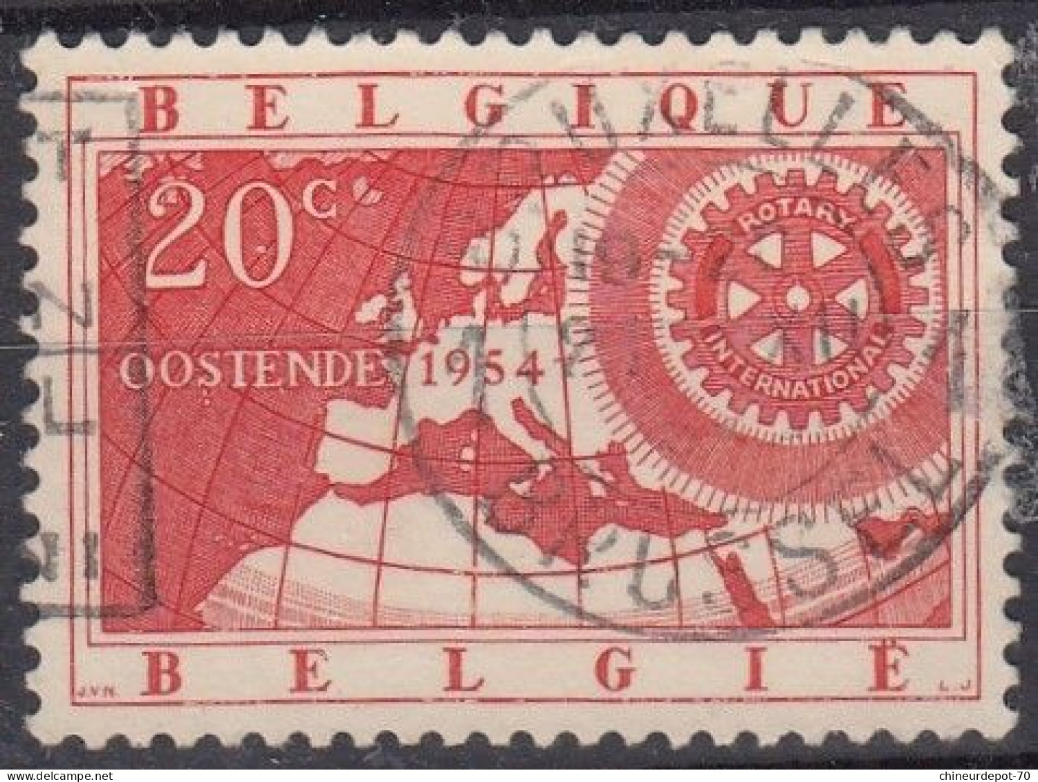 ROTARY INTERNATIONAL OOSTENDE 1954 CACHET BRUXELLES BRUSSEL - Usados