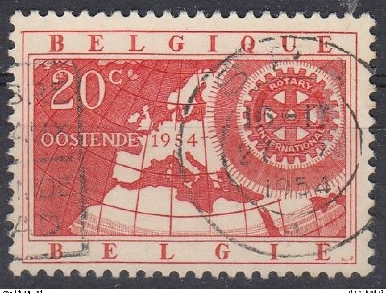 ROTARY INTERNATIONAL OOSTENDE 1954 CACHET SPA - Gebruikt