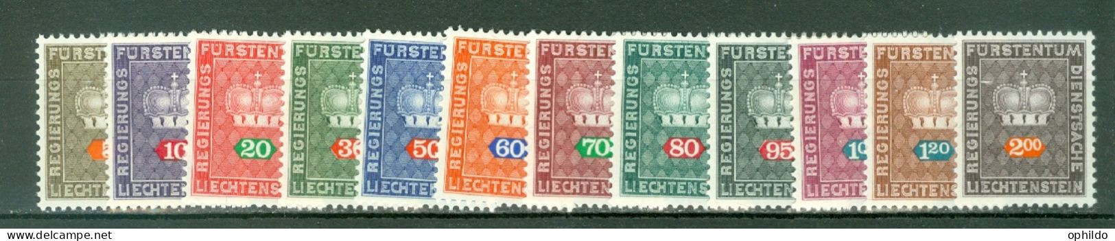 Liechtenstein Yvert Service 45/56 * * TB  - Dienstzegels