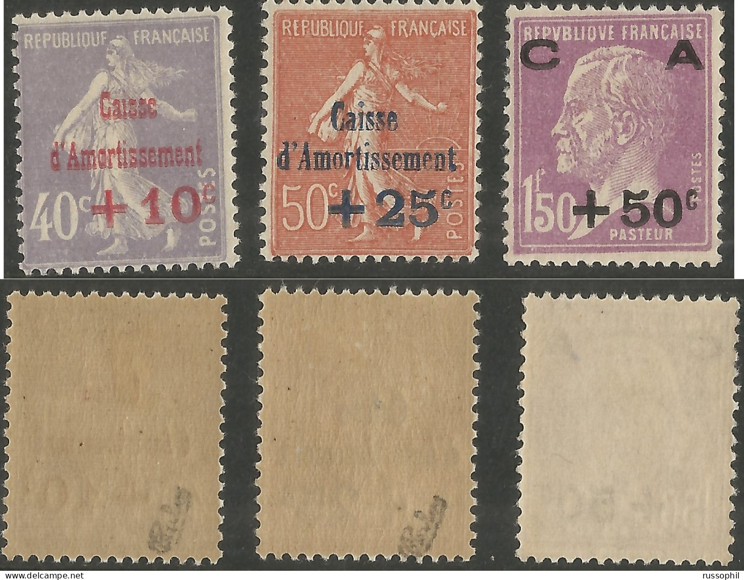 FRANCE - CAISSE D'AMORTISSEMENT - Yv. # 249 TO #251 - YV. #249 AND #250 (MH *) CALVES -  Yv 251 (MNH **) - 1928 - 1927-31 Caisse D'Amortissement