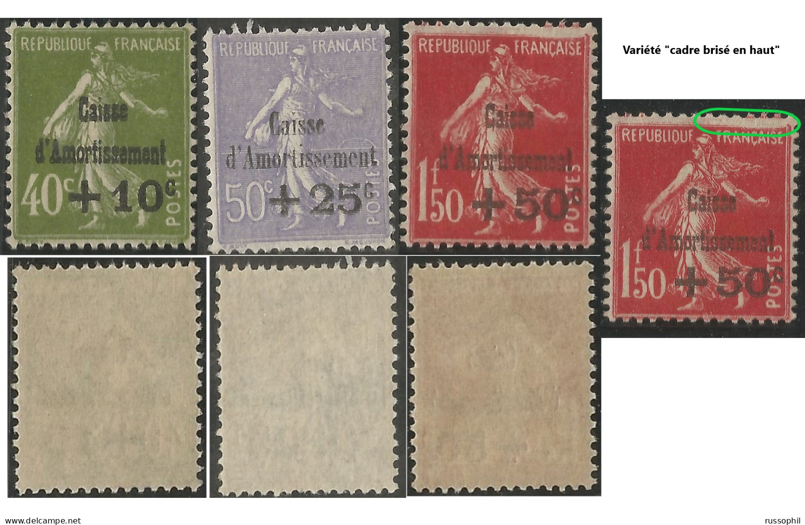 FRANCE - CAISSE D'AMORTISSEMENT - Yv. # 275 TO #277 (MNH **) - Yv # 277 "CADRE BRISE EN HAUT - BROKEN FRAME" - 1931 - 1927-31 Caisse D'Amortissement