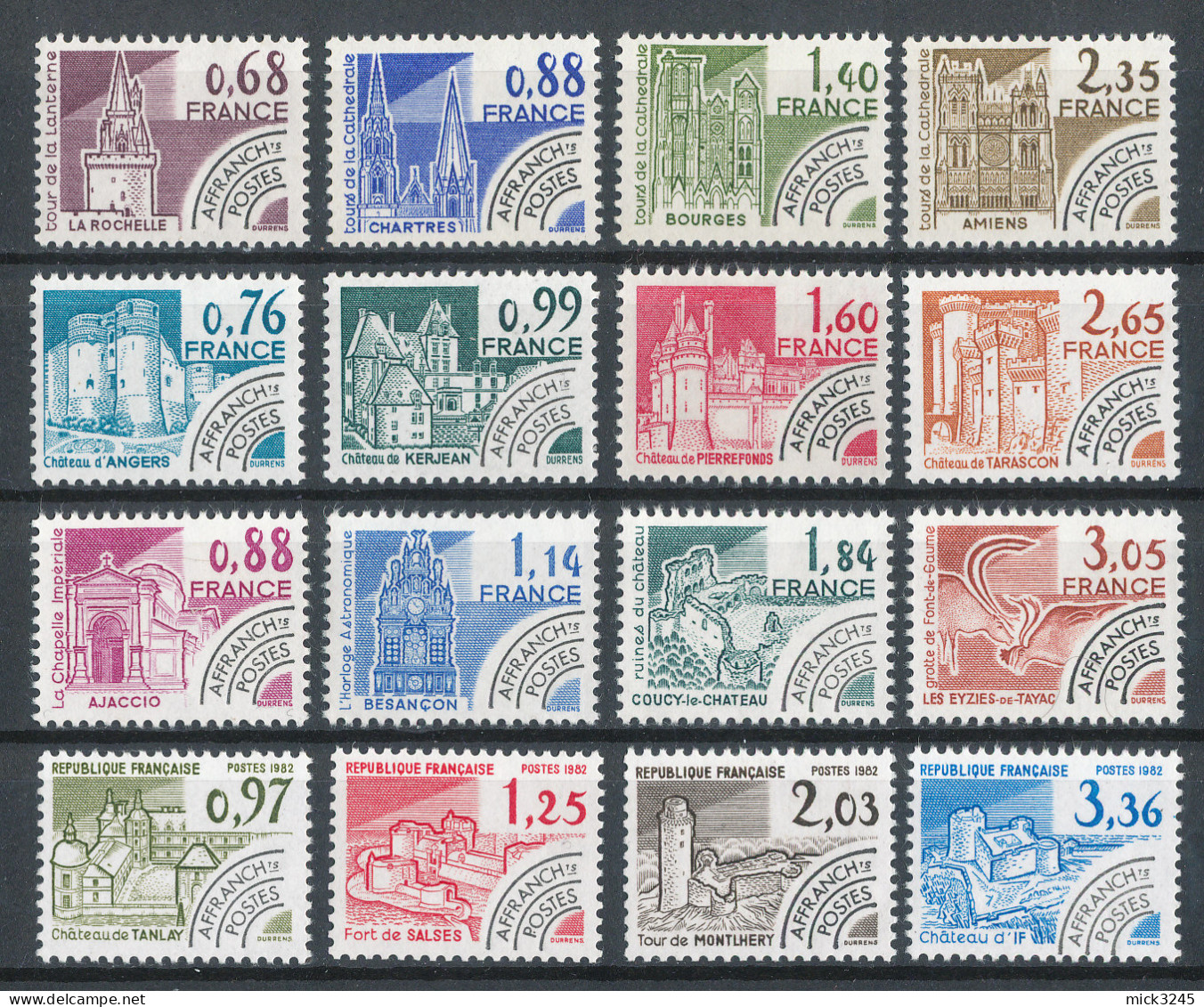 Préos N°162** à 177** Série Des Monuments (faciale 3.94€) - 1964-1988