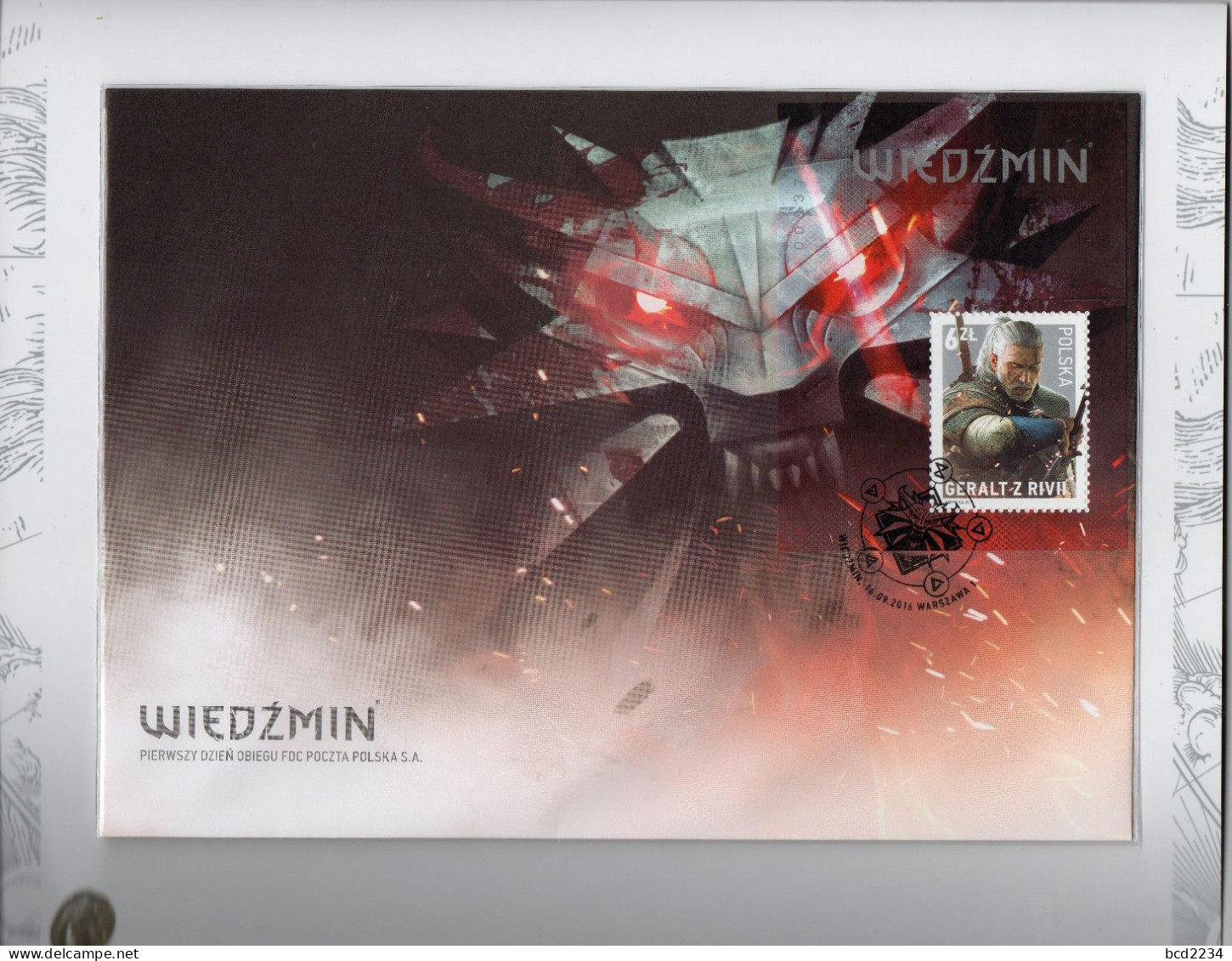 POLAND 2016 SPECIAL LIMITED EDITION PHILATELIC FOLDER: GERALT THE WITCHER FANTASY BOOKS WRITERS TV SERIES GAME MS & FDC - FDC