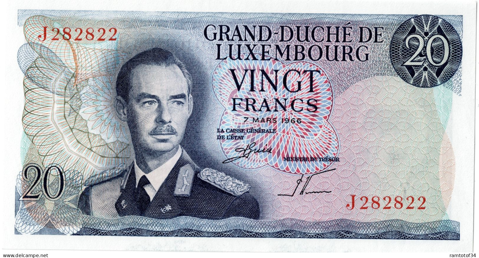 LUXEMBOURG - 20 Francs 1966 UNC - Lussemburgo