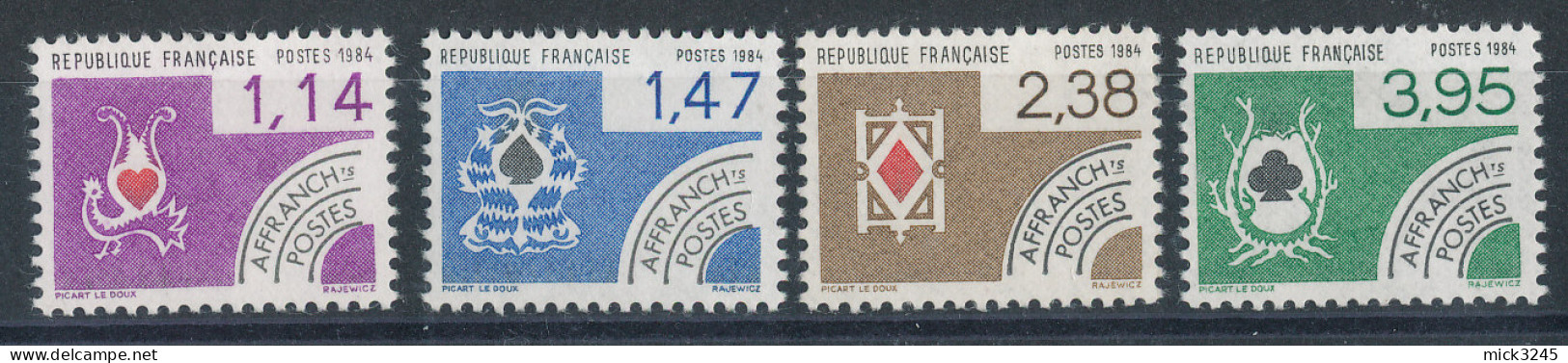 Préos N°182** à 185** Série Des Cartes à Jouer (faciale 1,36€) - 1964-1988