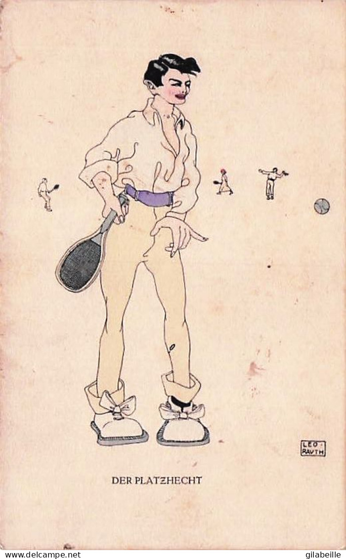 Illustrateur Signé Leo Rauth - Der Platzhecht - TENNIS - Homme Jouant Au Tennis  - Thiele, Arthur