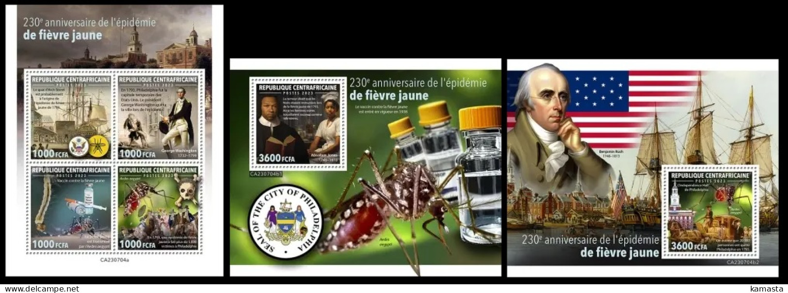 Central Africa 2023 230th Anniversary Of Yellow Fever Epidemic. (704) OFFICIAL ISSUE - Maladies