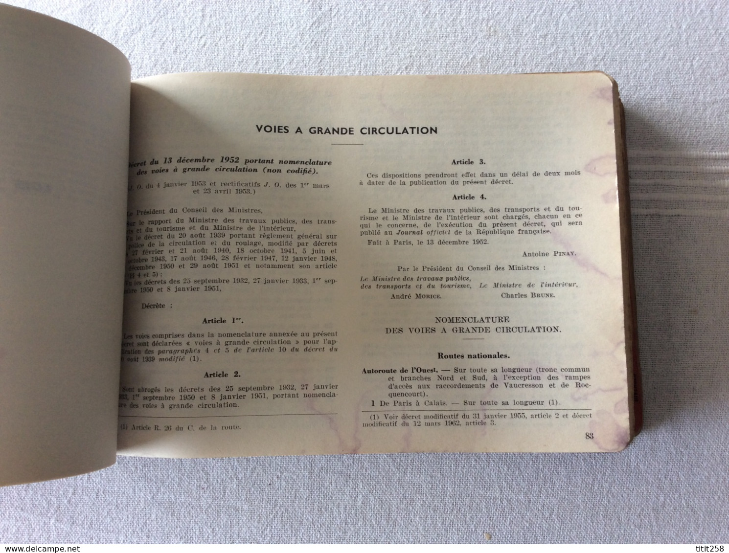 Catalogue Militaire Réglement Textes Lois Circulation Infractions Code De  La route Pour La GENDARMERIE 1965