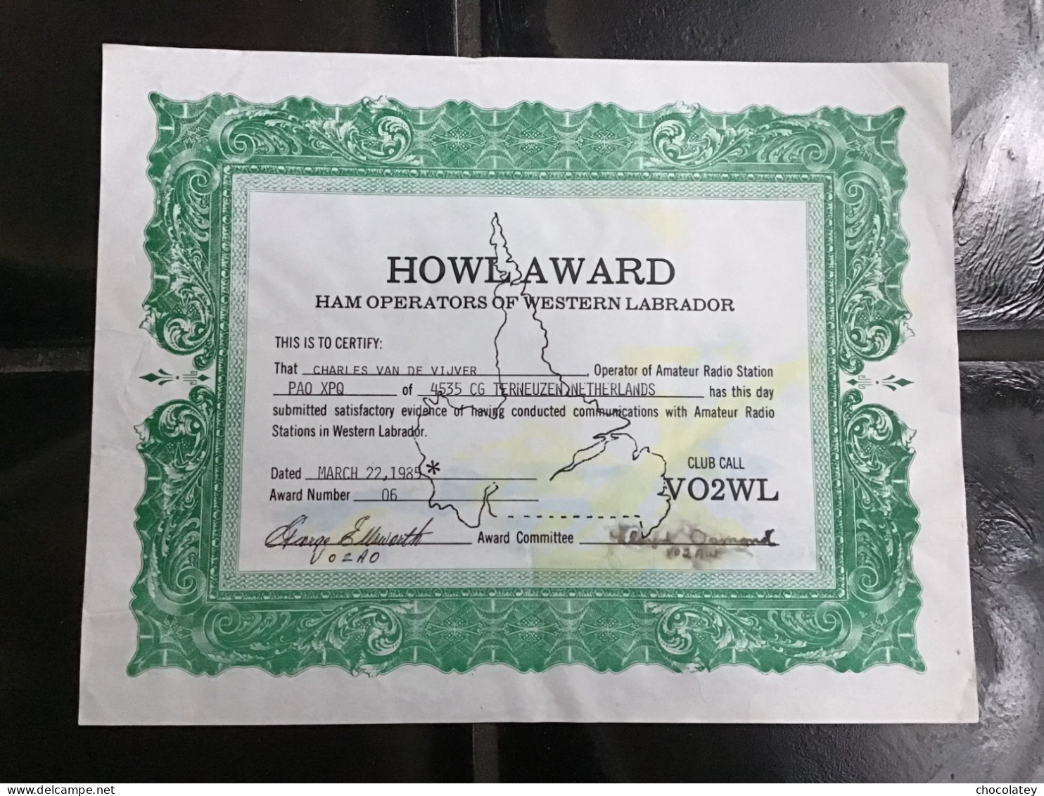 Howl   Award Western Labrador Amateur  Radio Station - Diplômes & Bulletins Scolaires