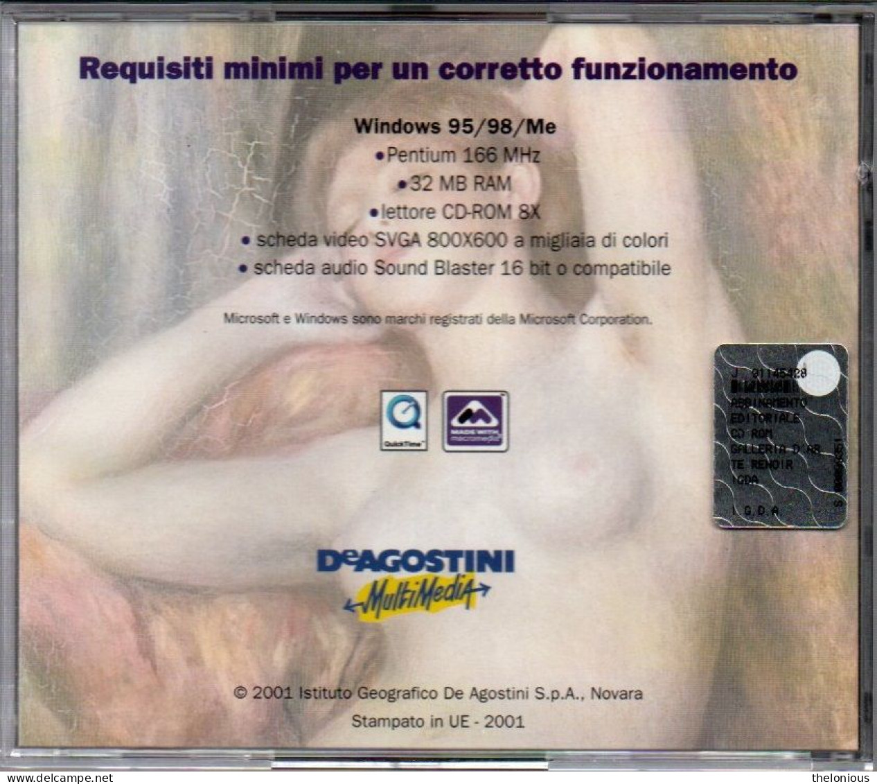 # CD ROM Galleria D'Arte - RENOIR - De Agostini Moltimedia 2001 - Sonstige Formate